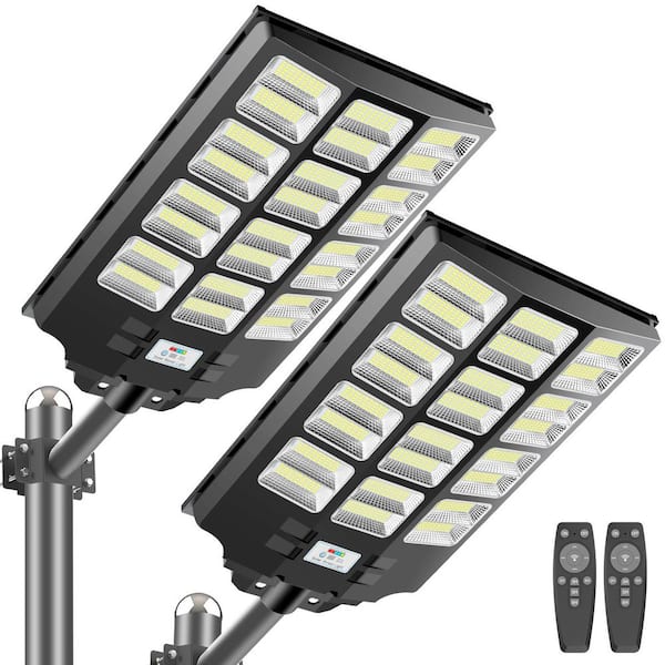 300,000 Lumens 3600-Watt 240° Black Motion Sensing Dusk to Dawn Integrated LED Flood Light (2-Pack)