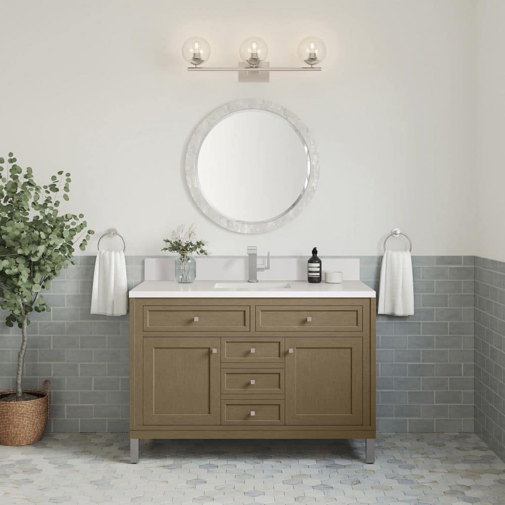 Chicago 48.0 in. W x 23.5 in. D x 33.76 in. H Single Bath Vanity in Walnut Whisper with White Zeus Silestone Quartz Top price history on PriceWatchPro