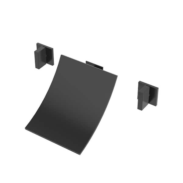 Double-Handle Wall Mount Roman Tub Faucet Bathtub Faucet in Matte Black