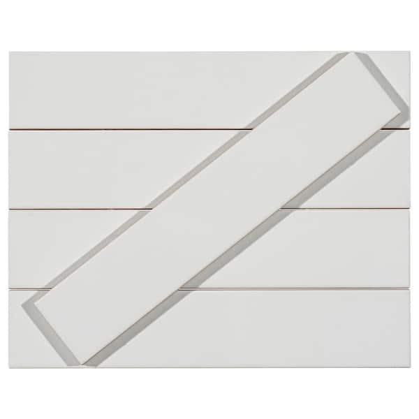 Concerto-Opus Truva 2 in. x 10 in. Glossy Ceramic Beveled Subway Wall Tile Sample