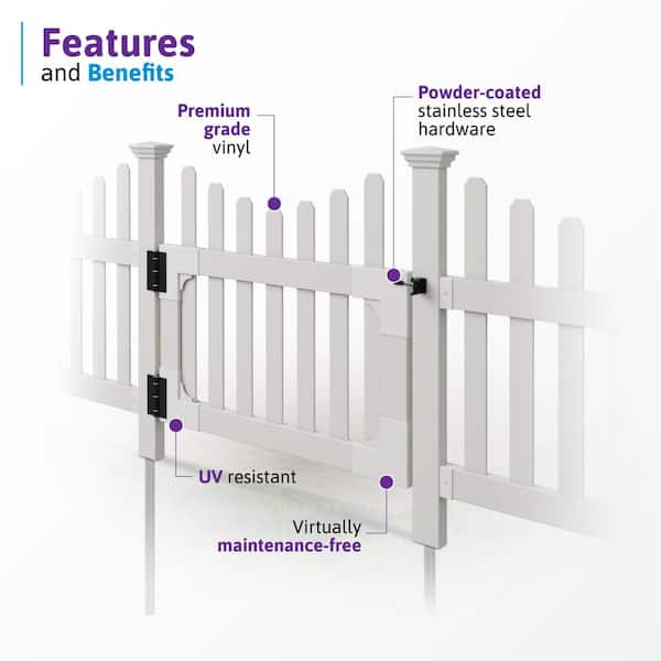 Zippity Outdoor Products 3.5 ft. W x 3 ft. H All American Vinyl Picket Fence Gate with Stainless Steel Hardware Zippity Outdoor Products 3.5 ft. W x 3 ft. H All American Vinyl Picket Fence Gate with Stainless Steel Hardware