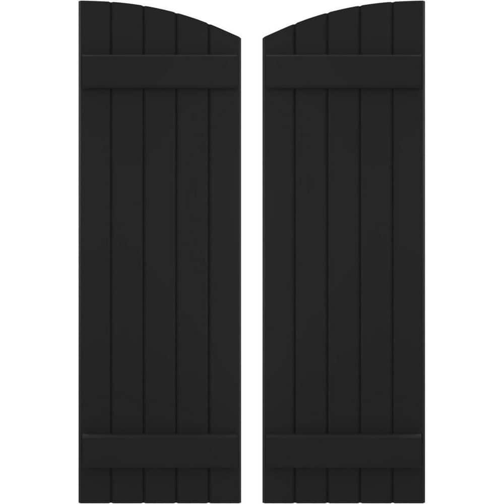 17-1/2 in. W x 58 in. H Americraft Exterior Real Wood Joined Board and Batten Shutters Elliptical Top Black price history on PriceWatchPro