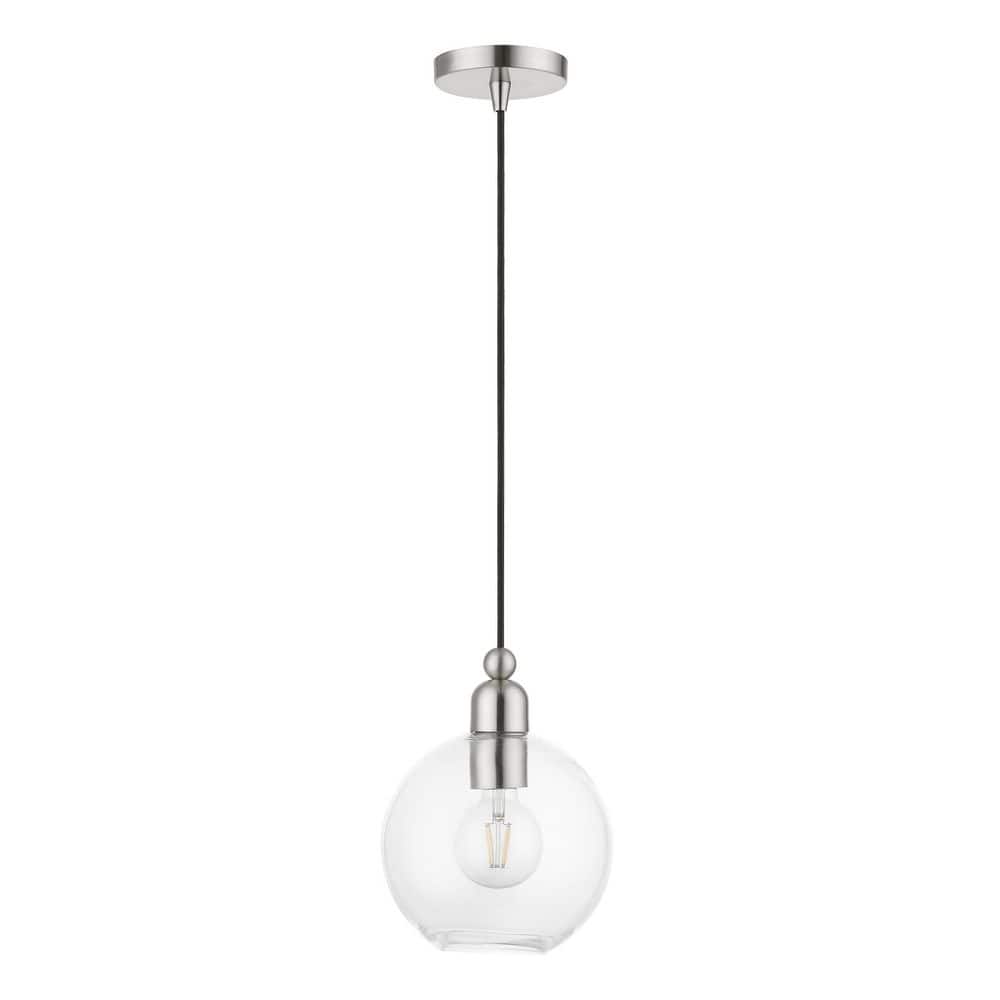 Downtown Elegance Brushed Nickel Globe Pendant with Clear Glass