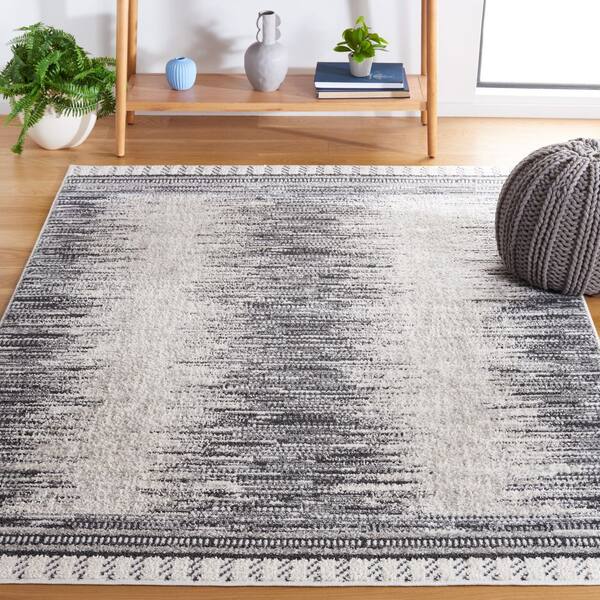 Alamo 9 ft. x 12 ft. Gray/Charcoal Horizontal Transitional Area Rug