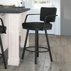 Thea 26 in. Black Polyester/Black Metal Swivel Counter Stool