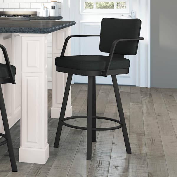 Amisco Thea 26 in. Black Polyester/Black Metal Swivel Counter Stool