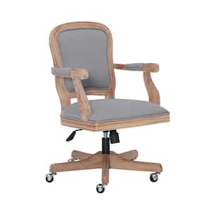 Vida Light Grey Upholstered Office Chair with Driftwood Finish Frame