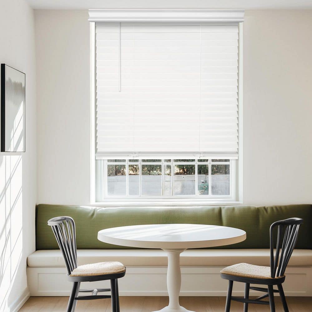 White Cordless Blackout Faux Wood Blinds with 2 in. Slats-Valance Privacy No-Hole Design 33.25 in. W x 72 in. L price history on PriceWatchPro