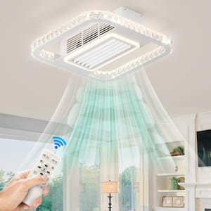 21 in. Indoor White Bladeless Ceiling Fan with Lights Remote Control Dimmable LED