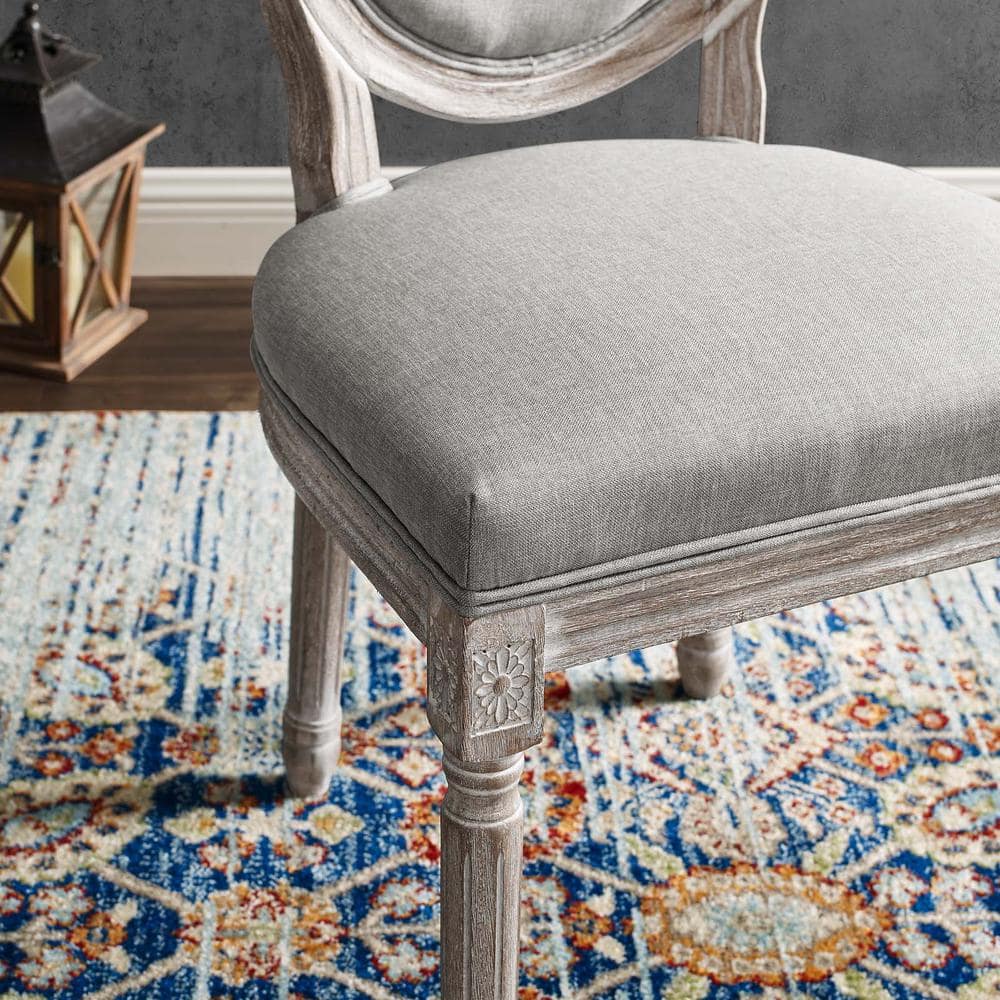 Emanate Fluted Wood Frame Light Gray Upholstered Side Chair
