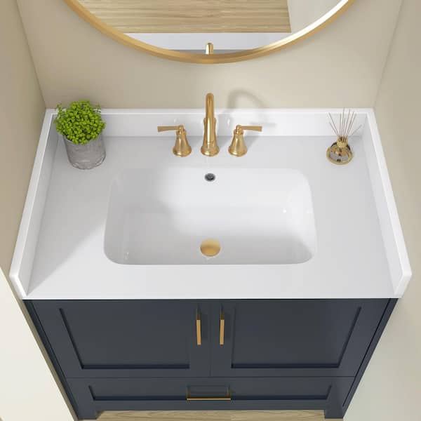21 in. Solid Surface Vanity Sidesplash Bathroom Vanity Side Splash in Glossy White
