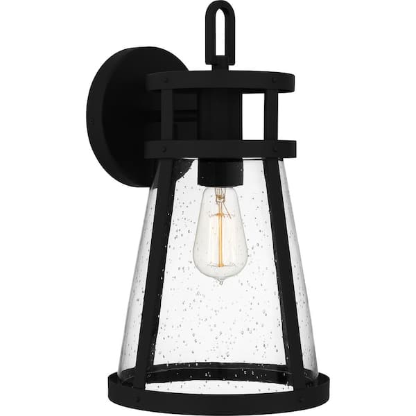Quoizel Barber 1-Light Matte Black Outdoor Wall Lantern Sconce