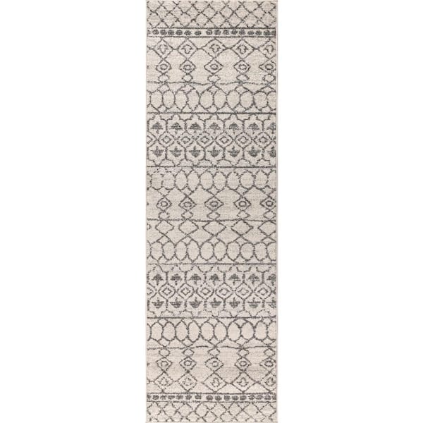 Izil Moroccan Beni Souk Cream/Gray 2 ft. x 8 ft. Runner Rug
