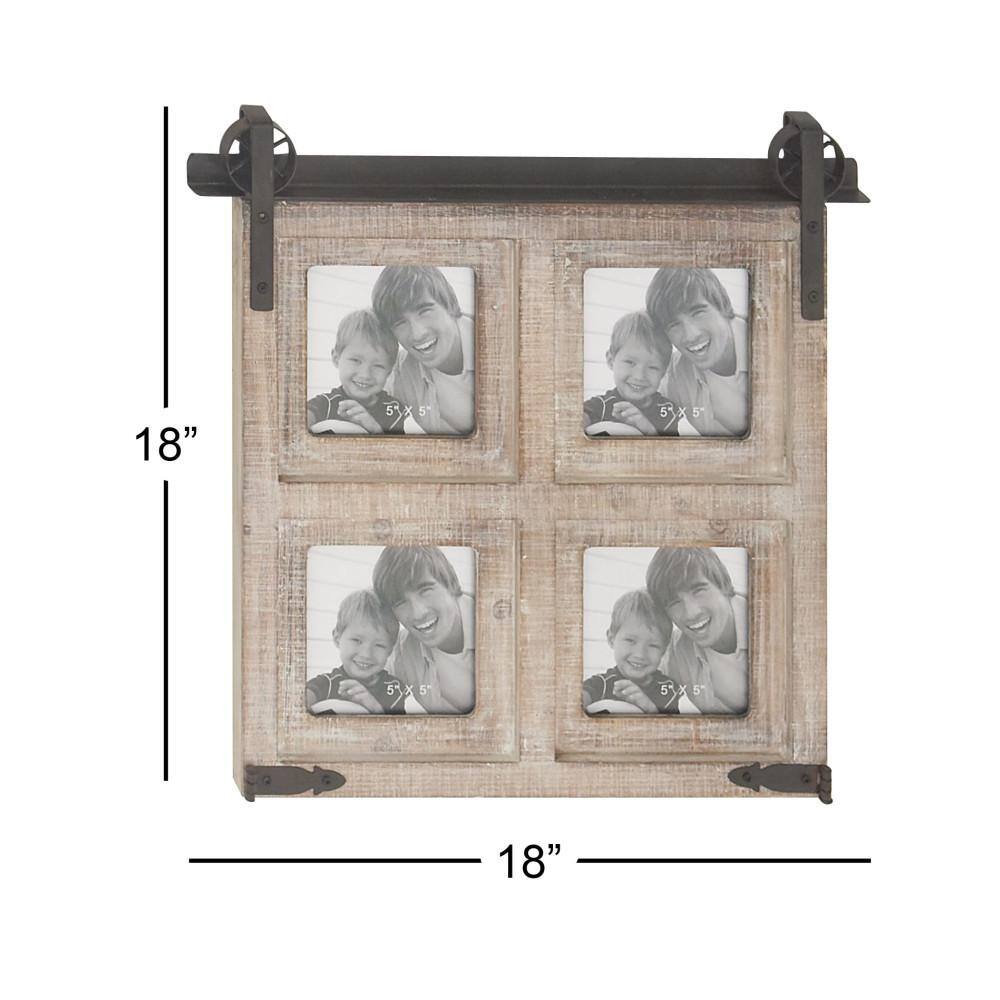 Classic Black 4-Slot Wood Wall Photo Frame with Metal Accent