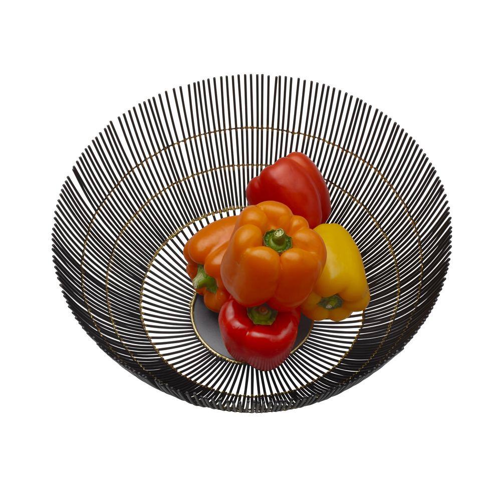Black and Gold Iron Round Centerpiece Fruit Basket