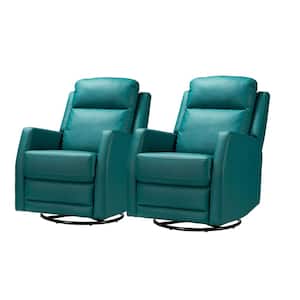 Prudencia Teal Rocker Recliner with Wingback (Set of 2)