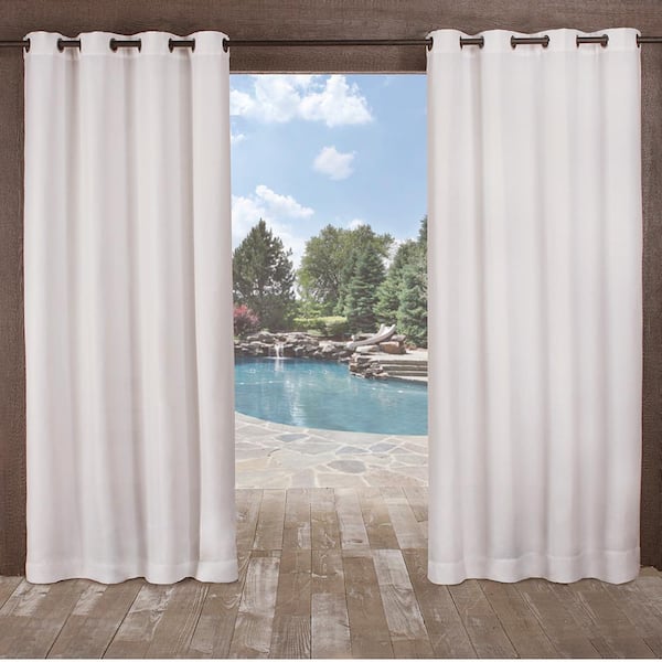 EXCLUSIVE HOME Delano Winter White Solid Light Filtering Grommet Top Indoor/Outdoor Curtain, 54 in. W x 108 in. L (Set of 2)