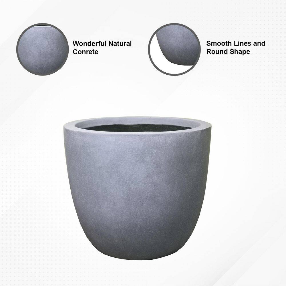 Slate Gray Round Concrete Indoor Outdoor Planter