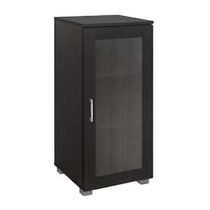 SignatureHome Wertner Black Finish 34 in. H Curio Storage Cabinet With 3 Shelves Behind Doors. Dimensions (16Lx16Wx34H)
