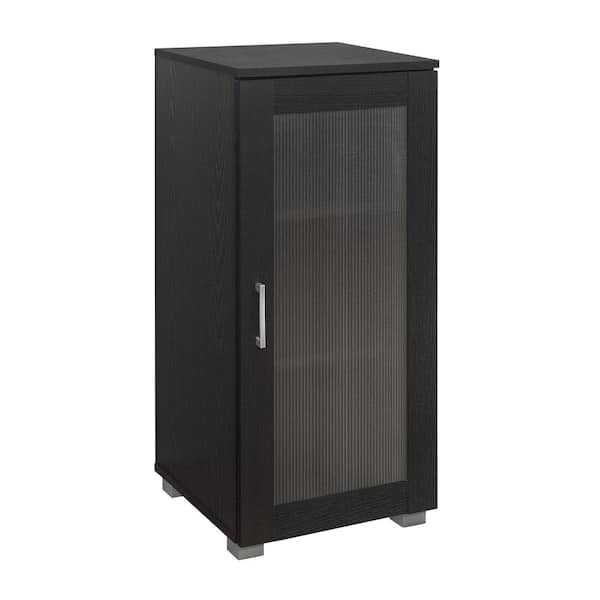 Signature Home SignatureHome Wertner Black Finish 34 in. H Curio Storage Cabinet With 3 Shelves Behind Doors. Dimensions (16Lx16Wx34H)