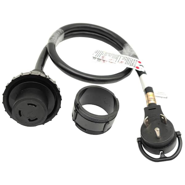parkworld 4 ft. 10/3 RV 30 Amp 125-Volt TT-30P to L5-30R RV/Marine Shore Power Extension Cord, UL Listed, Black
