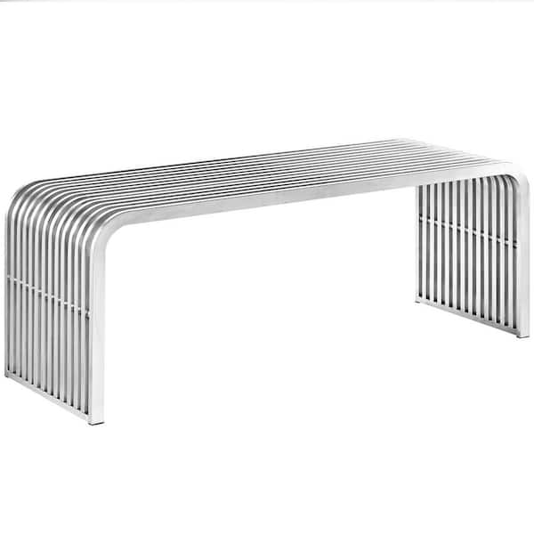 MODWAY Pipe 47 in. Stainless Steel Bench in Silver