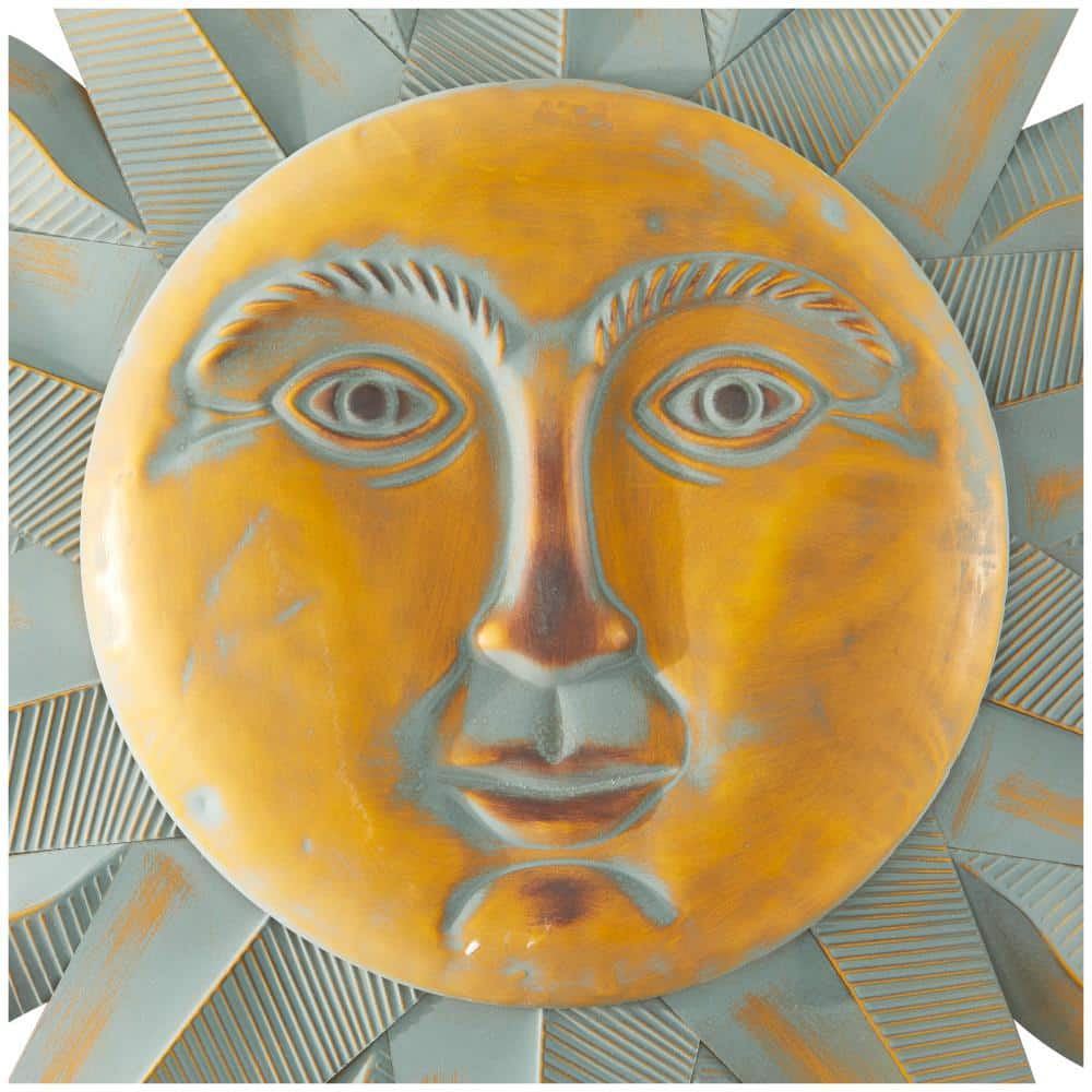 Gold Distressed Metal Sunburst Wall Sculpture