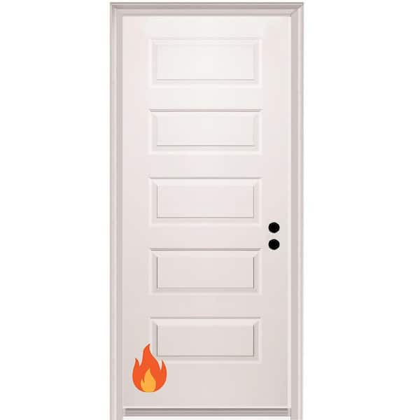32 in. x 80 in. Rockport Left-Hand Primed Composite 20-Minute Fire-Rated House-to-Garage Single Prehung Interior Door
