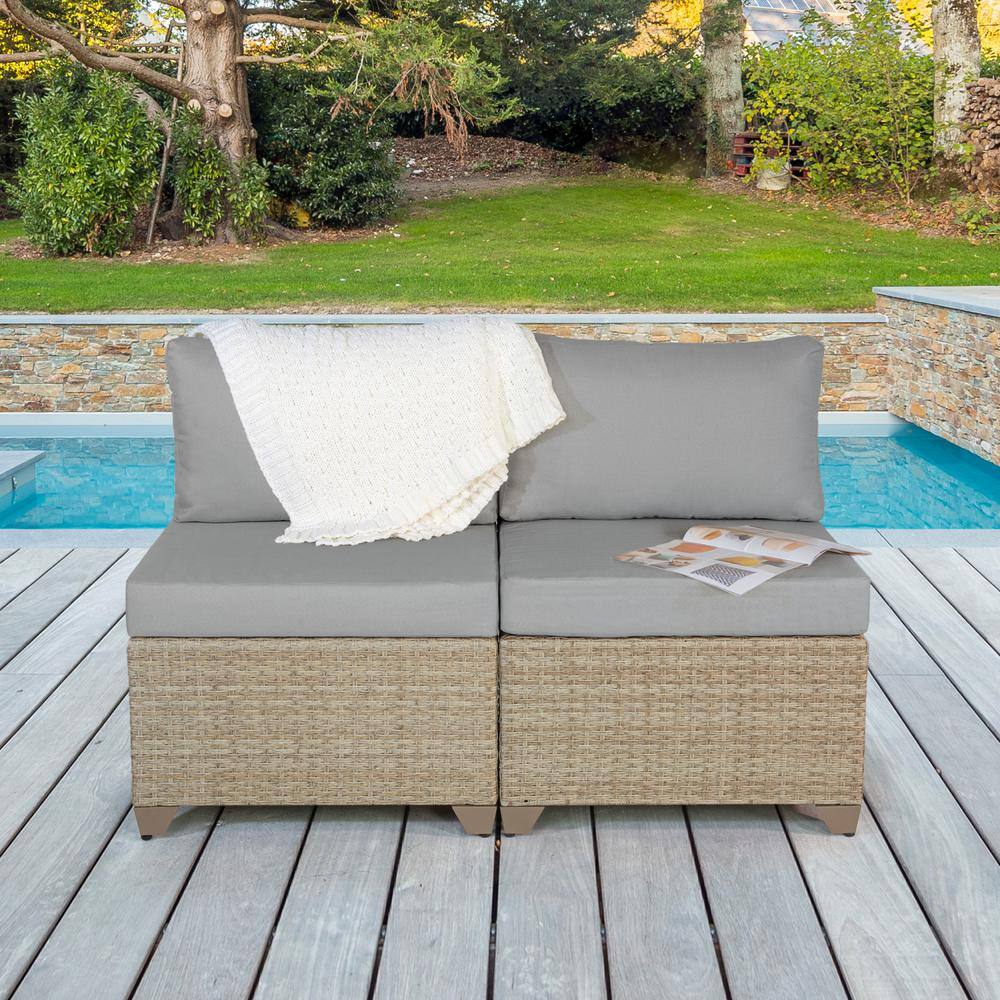 Maui Metal Outdoor Sectional with Stone Cushions