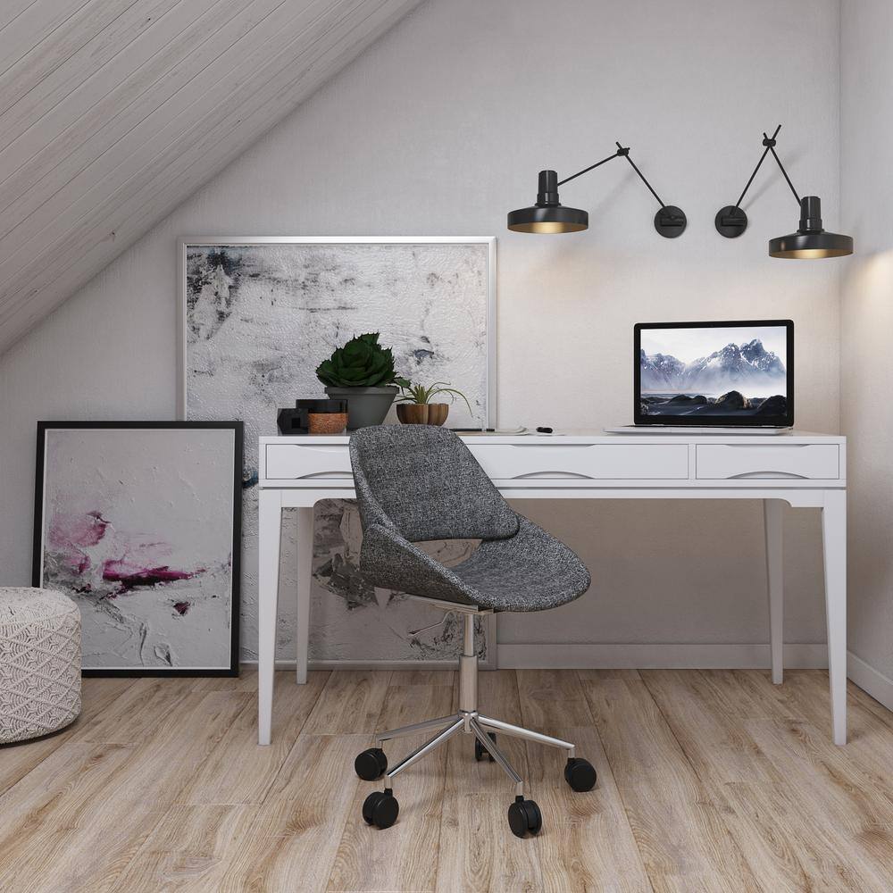 Gray Fabric Swivel Executive Office Chair with Chrome Base