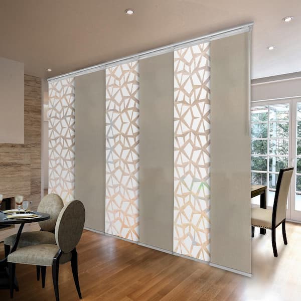 EMOH Midnight Sun 70 in. - 130 in. W x 94 in. L Adjustable 6- Panel White Single Rail Panel Track with 23.5 in. Slates