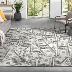Money Dollar Green 9 ft. 10 in. x 13 ft. Front 2006A Novelty Printed Area Rug