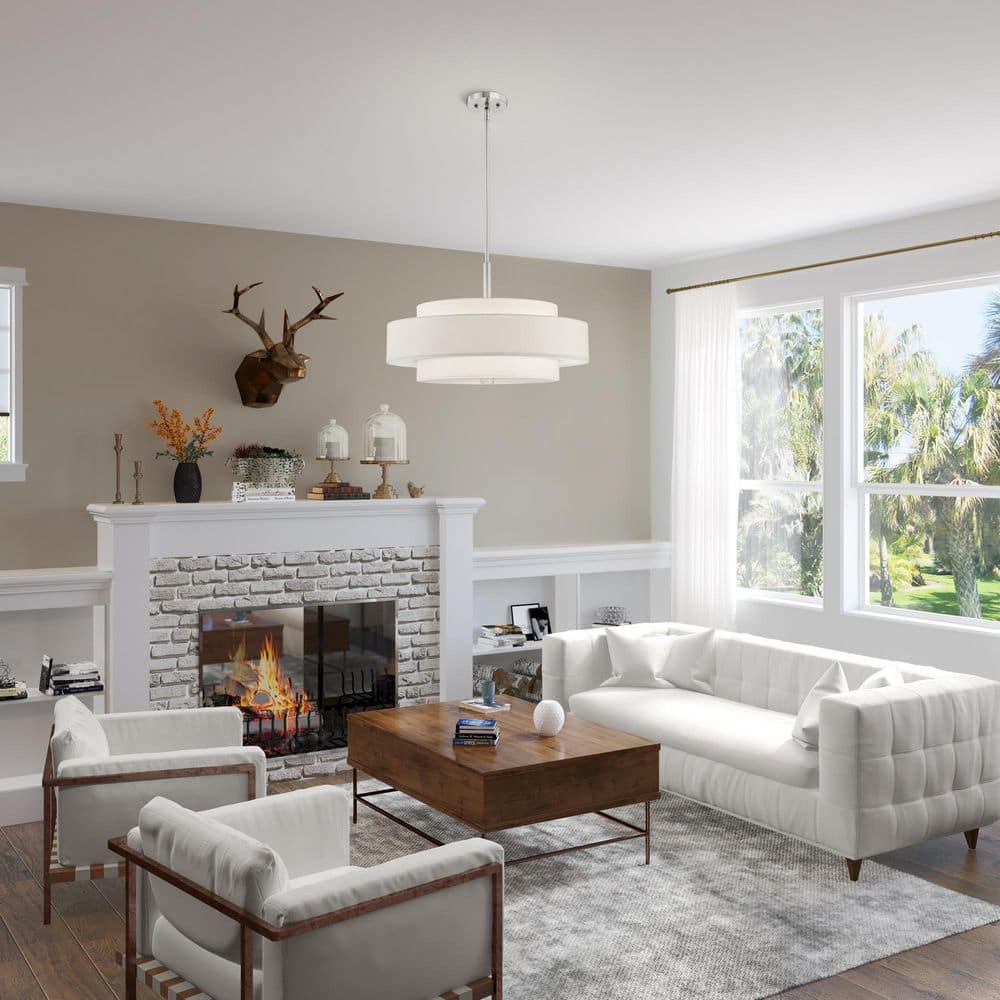 Sheffield Contemporary 5-Light LED Drum Pendant in Brushed Nickel