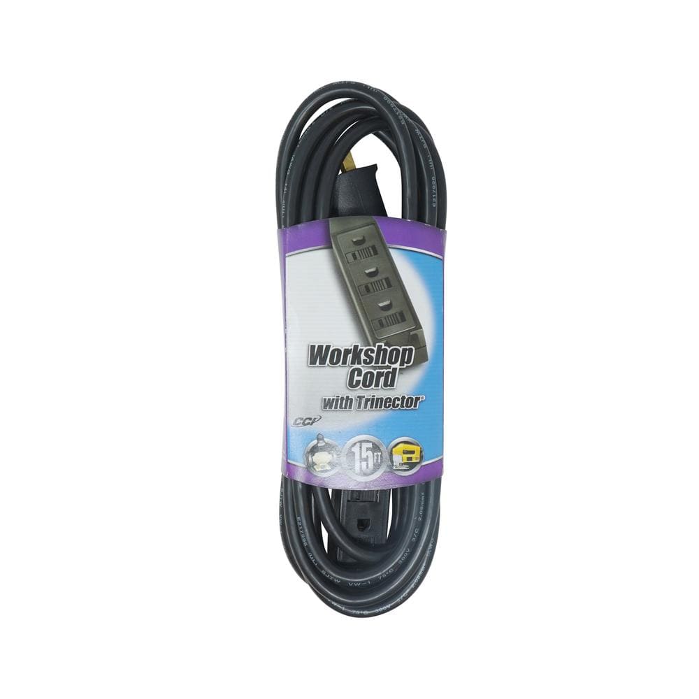 15 ft. 14/3 SJTW Trinector Vinyl Outdoor Medium-Duty Extension Cord, Black price history on PriceWatchPro