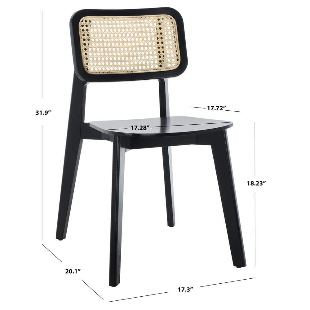Black and Natural Cane Woven Dining Chair Set