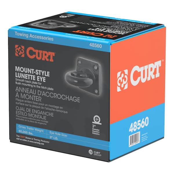 CURT 48660 Pintle Hitch Lunette Ring Channel Required 24,000 lbs 3-Inch I.D. GTW 2-Inch Bolt Pattern 