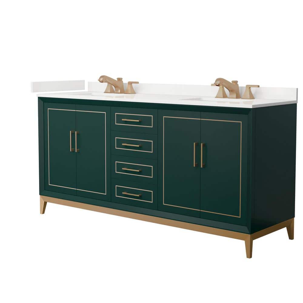 Marlena 72 in. W x 22 in. D x 35.25 in. H Double Bath Vanity in Green with White Quartz Top price history on PriceWatchPro