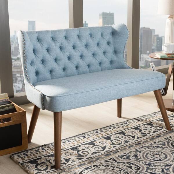 Baxton Studio Scarlett Mid-Century Blue Fabric Upholstered Loveseat