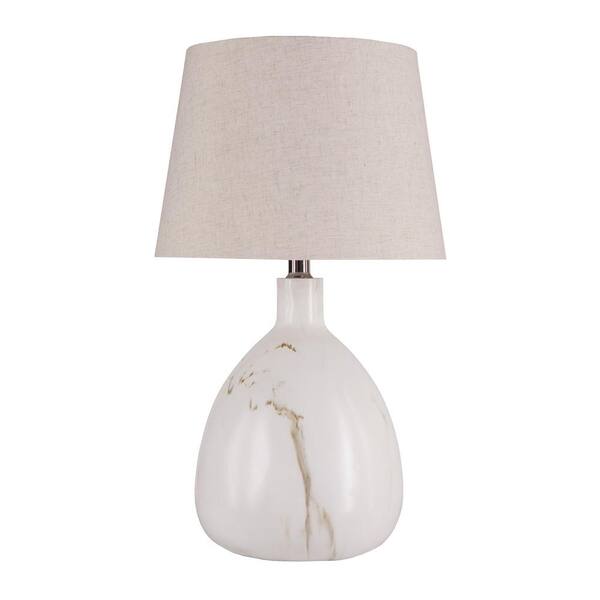Unbranded Levine 25 in. Gray Faux Marble Table Lamp