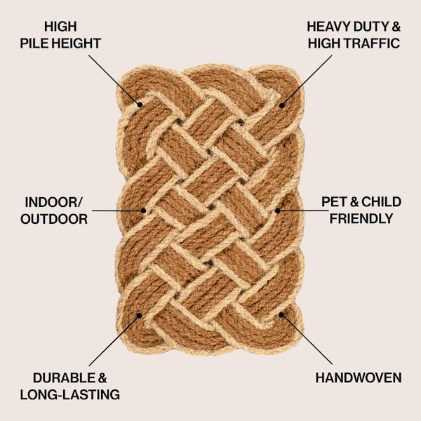 Maeve Classic Coastal Scalloped Basketweave Coir Natural/Bleach 2 ft. x 3 ft. Indoor/Outdoor DoorMat