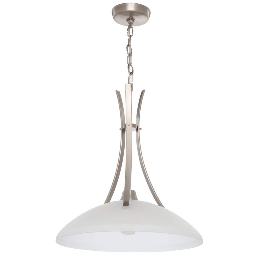 Wisten 1-light Brushed Nickel Shaded Pendant with Etched Glass