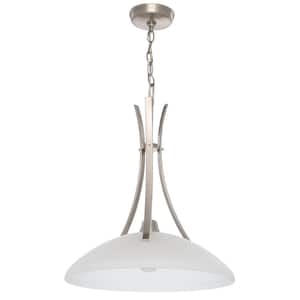 Wisten 1-light Brushed Nickel Shaded Pendant with Etched Glass