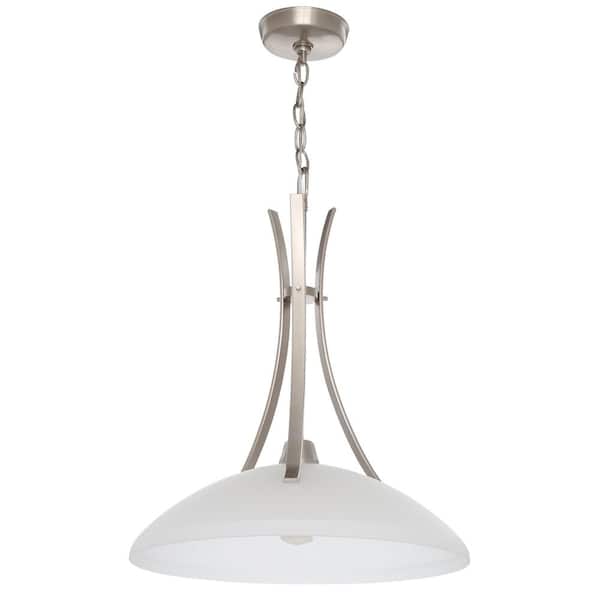 Progress Lighting Wisten 1-light Brushed Nickel Shaded Pendant with Etched Glass