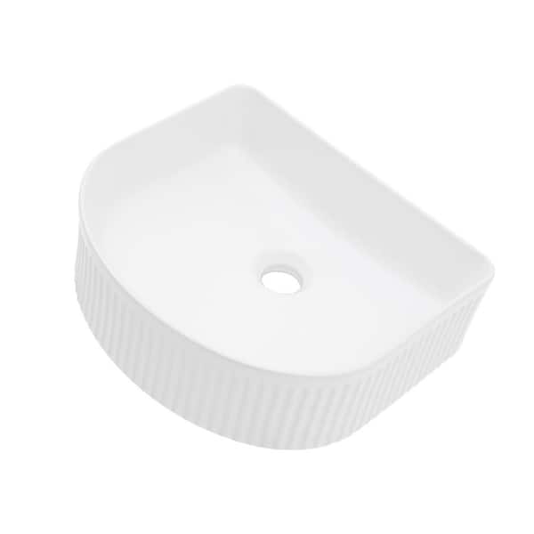 Tahanbath 15.69 in. x 13.69 in. White Ceramic Vessel Bathroom Sink
