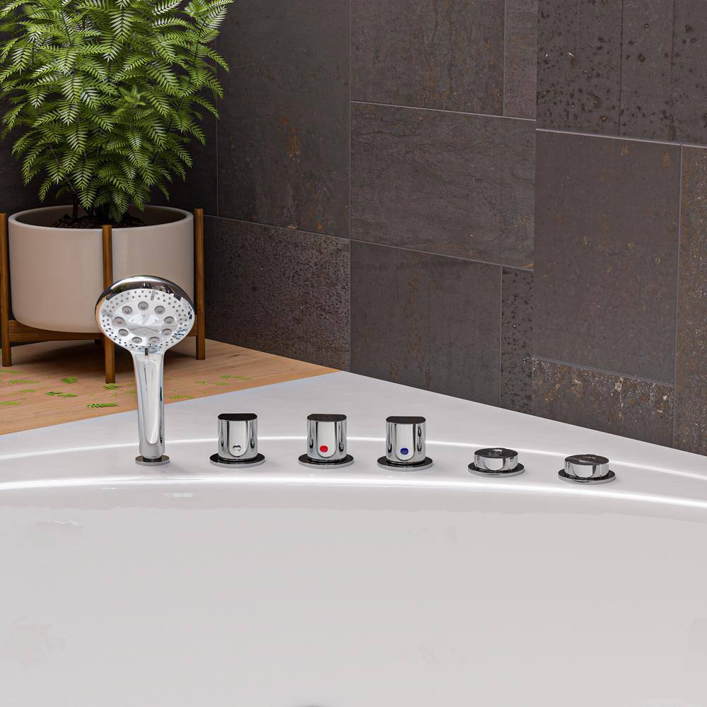 59.13'' White Acrylic Corner Whirlpool Bathtub