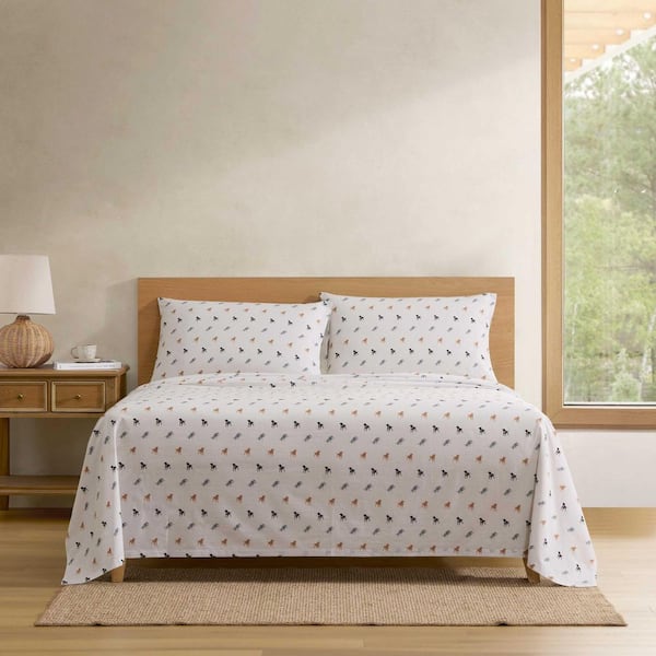 Buddy Scarves And Stripes 3-Piece Cream Percale Cotton Twin Sheet Set