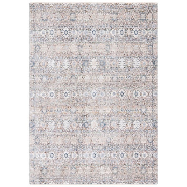 Princeton 9 ft. x 13 ft. Ivory/Blue Distressed Floral Area Rug
