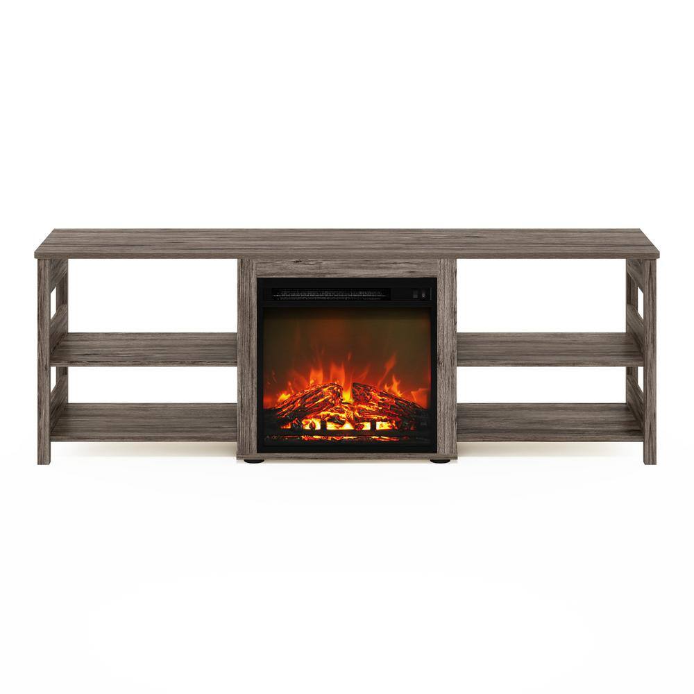 Rustic Oak 70 Inch TV Stand with Electric Fireplace