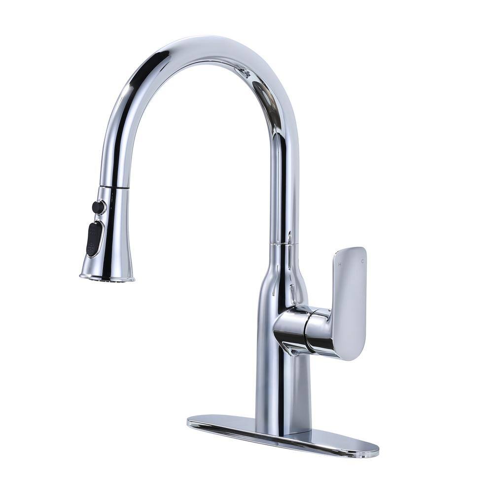 Single Handle Pull Down Sprayer Kitchen Faucet with 3-Mode Sprayhead in Polished Chrome price history on PriceWatchPro