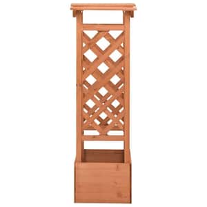 19.3 in. x 15.4 in. x 46.1 in. Brown Wood Trellis Planter with Arch
